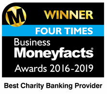 Moneyfacts award 2016-2019 best charity banking provider