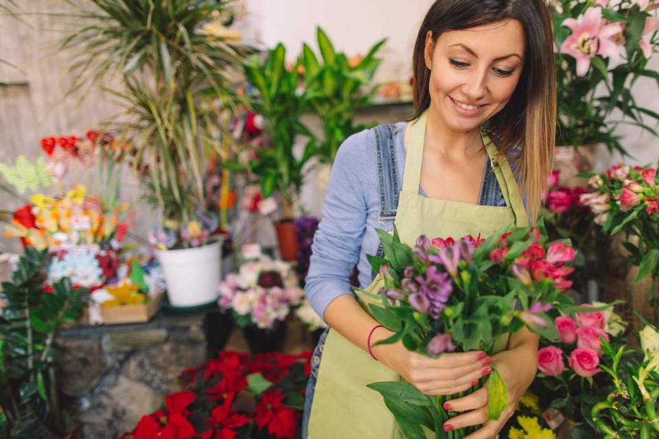 woman with flowers