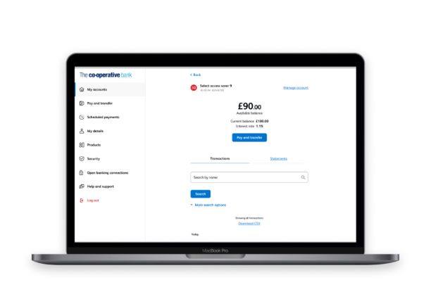 Laptop showing our online banking