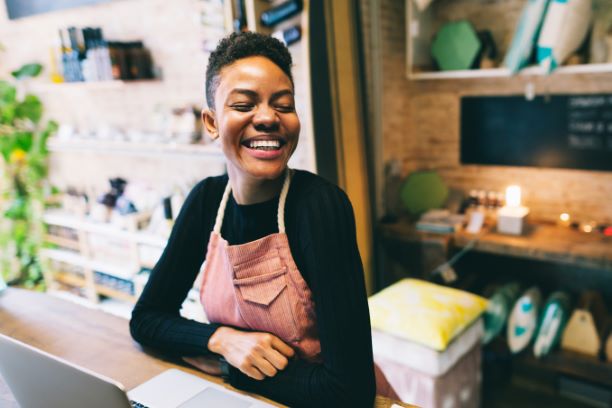 Woman at a counter