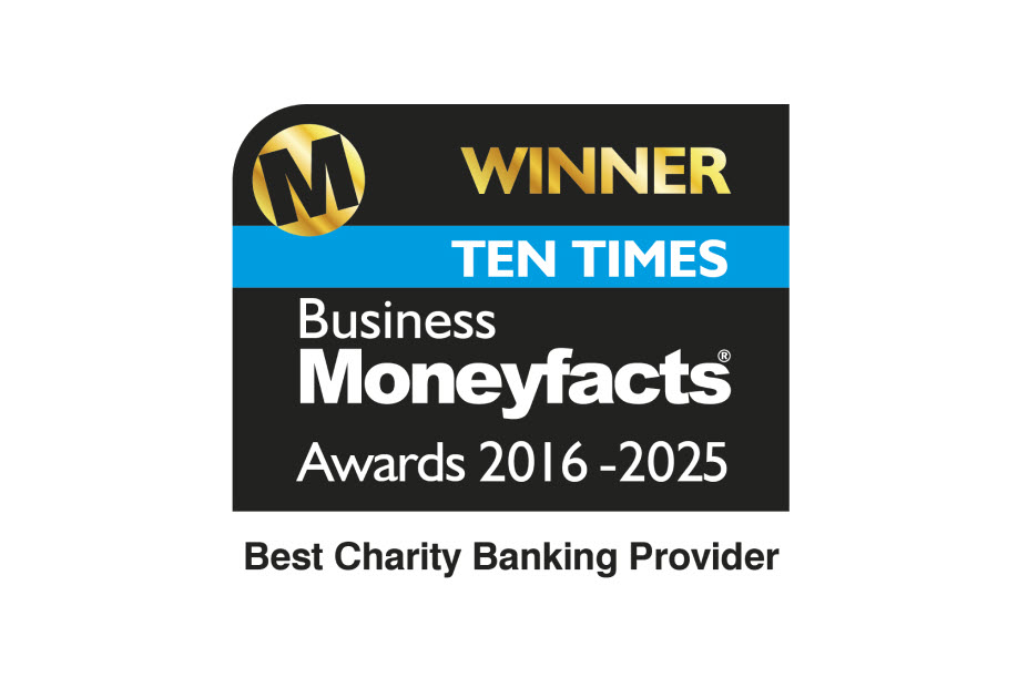 Ten times winners of the Business Moneyfacts award for Best Charity Banking Provider