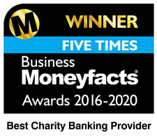 Moneyfacts award 2016-2020 best charity banking provider