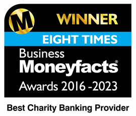 Winner of the Business Moneyfacts Awards 2016-2023 for best charity banking provider