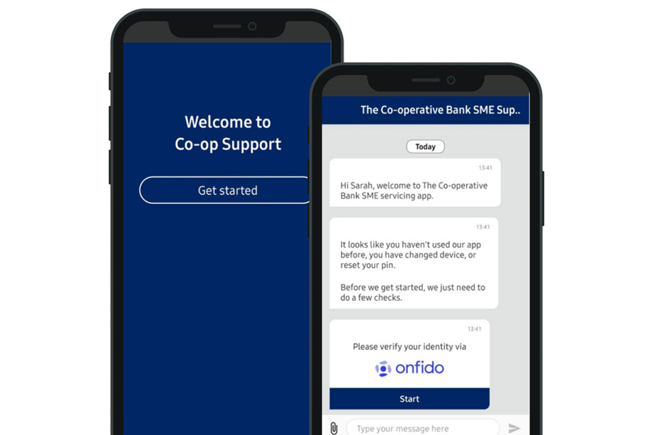 Image depicting the Co-operative Bank Business Support App functionality