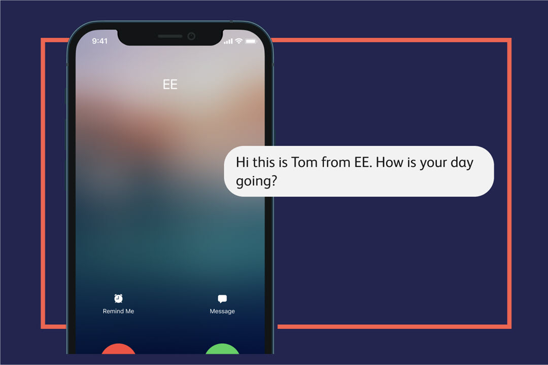 A smart phone displays a caller stating they are from a known company.