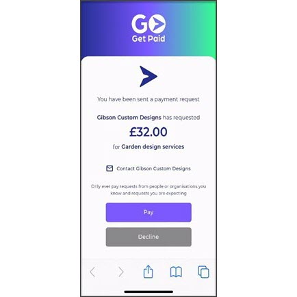 An illustrated example of a digital invoice sent in the Go Get Paid app