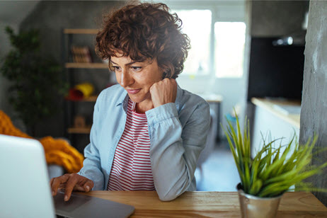 Woman working on laptop