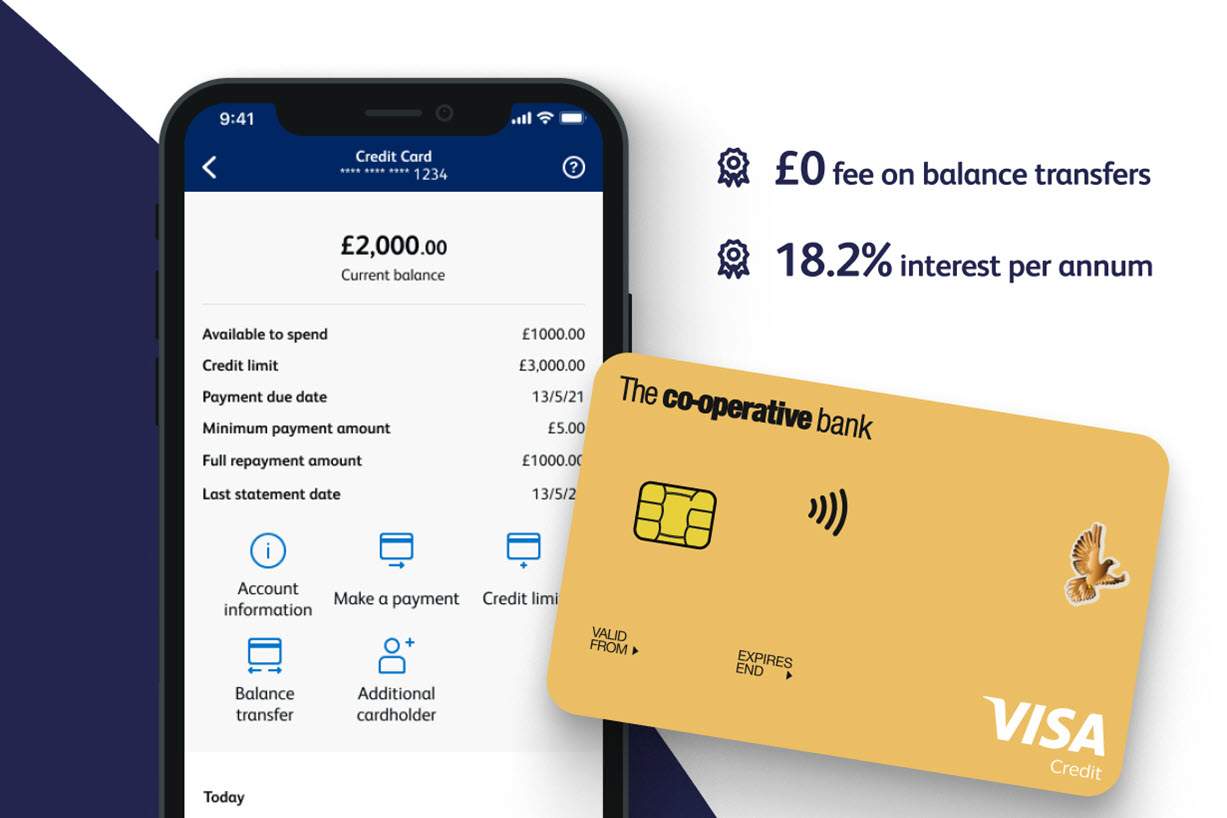 Co-operative members cashback credit card and The Co-operative Bank mobile app